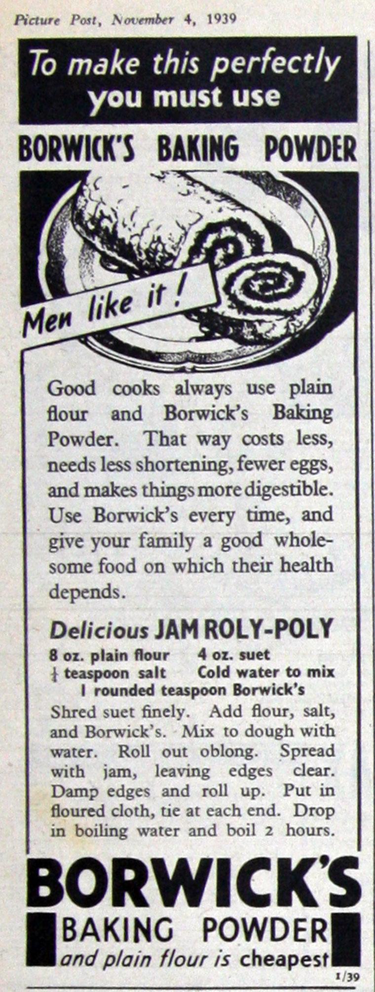 1939 Borwick's advertisement